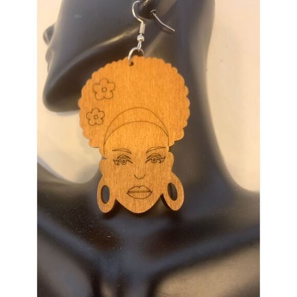 Wooden Fashion Earrings - Picture 2 of 3